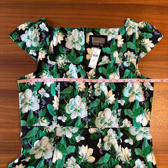 Anthropologie Cecily Green Floral Fit & Flare Retro Pin-up Wiggle Dress, XL NWT - Picture 8 of 9